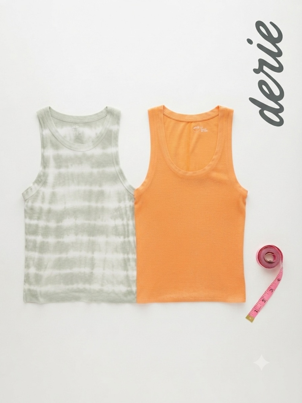 aerie Woman’s Tank Tops - Orange & Sage Tie-Dye Set